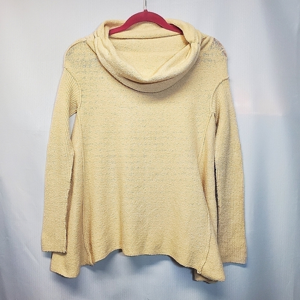 Free People Strawberry Fields Cream Cowl Neck Lagenlook Sweater